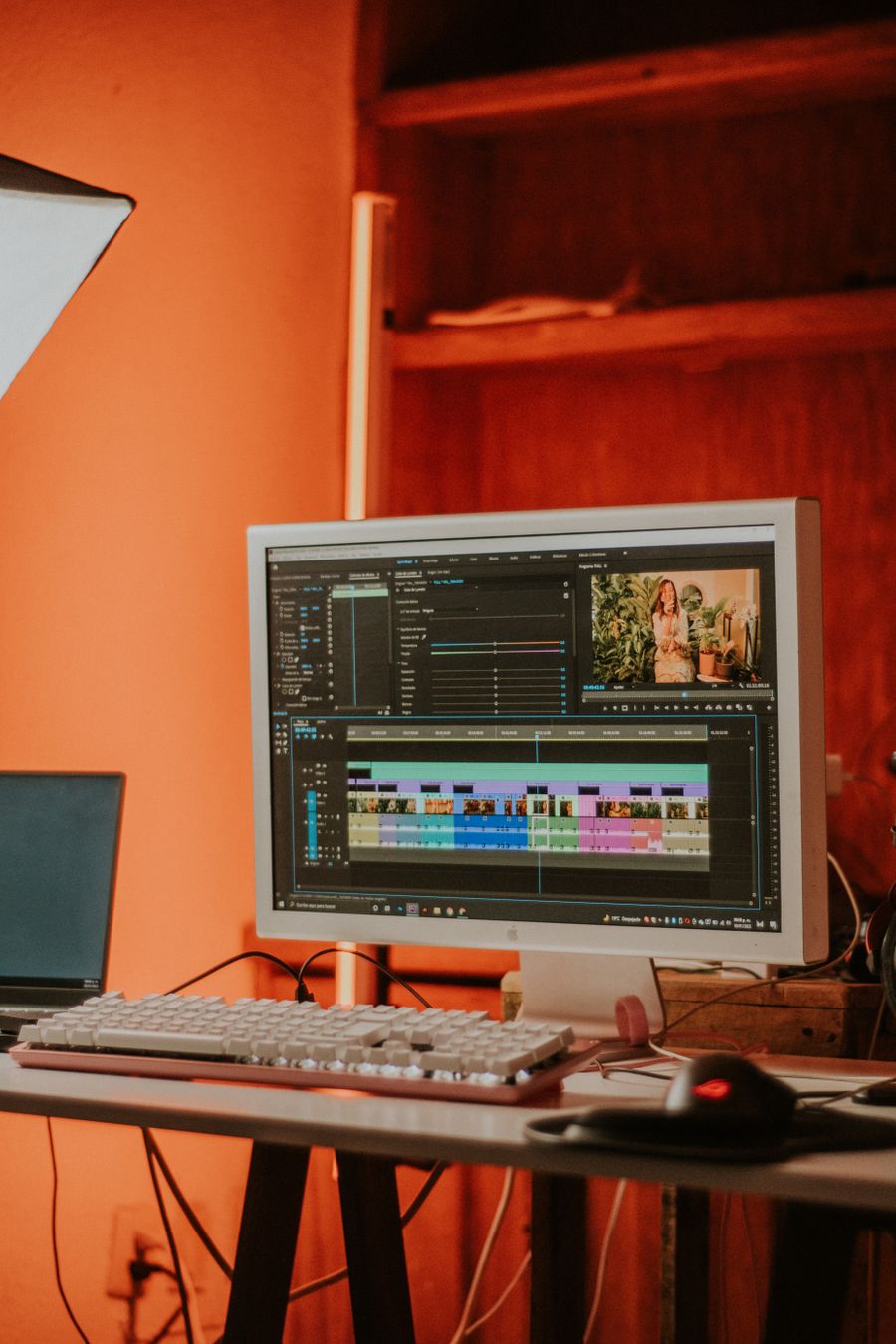 A computer monitor and keyboard on the table — Every photoaicompany design tool dashboard mockup