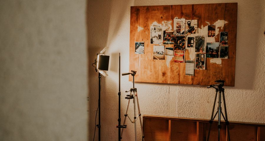 Photographs on wooden wall — stock photo for Terms of Service