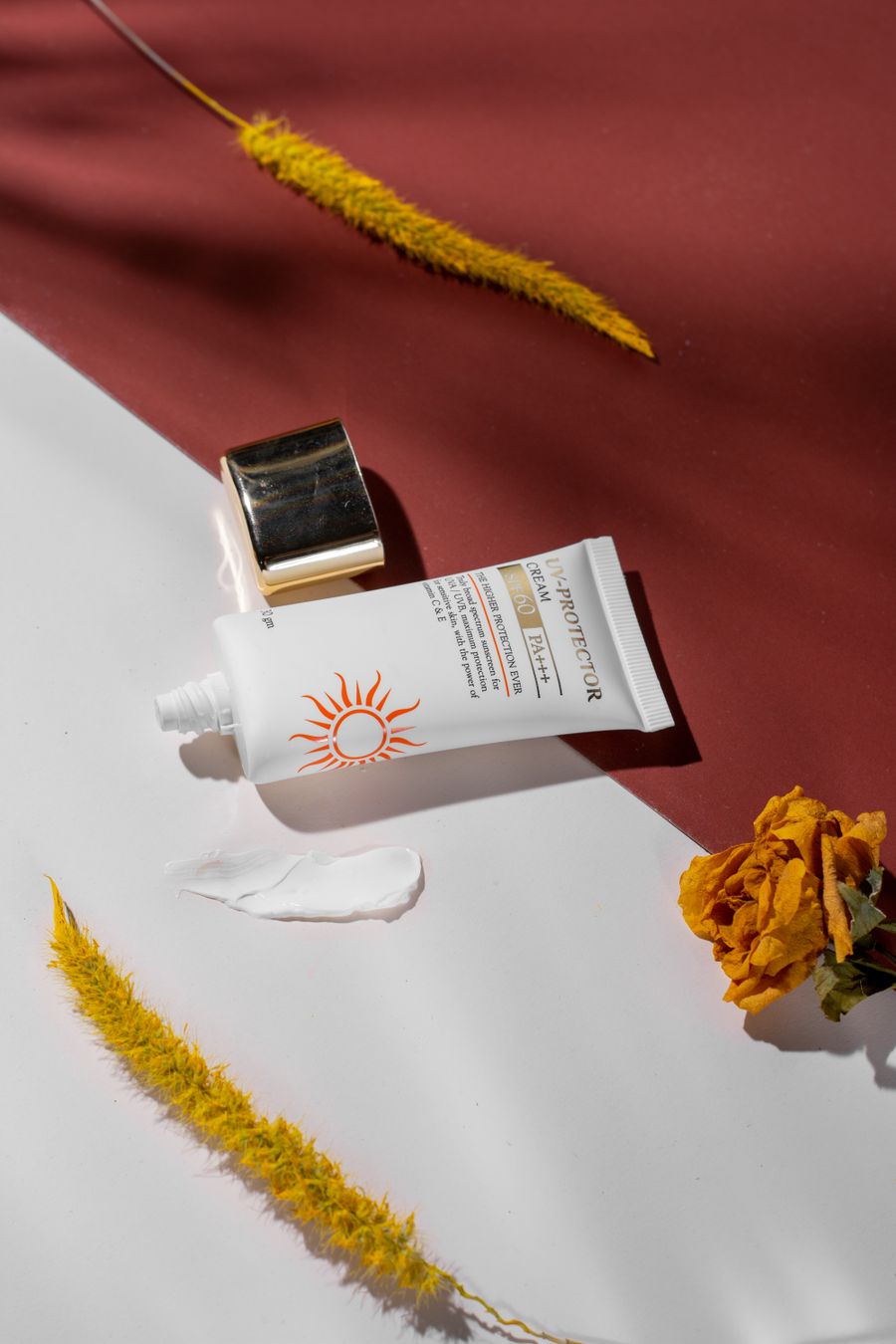 Uv cream on a silk — PhotoAI Company — AI photo & design editor browser mockup