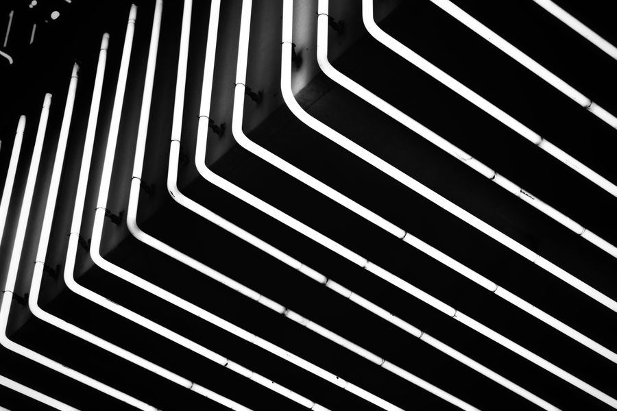 Black and white photo of a neon sign — stock photo for Add Text