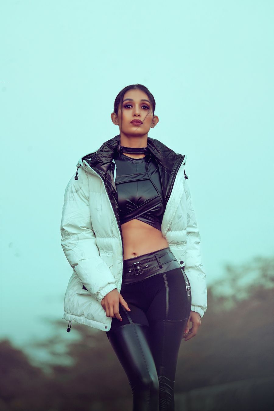 Portrait of woman in jacket — Video templates template-card mockup