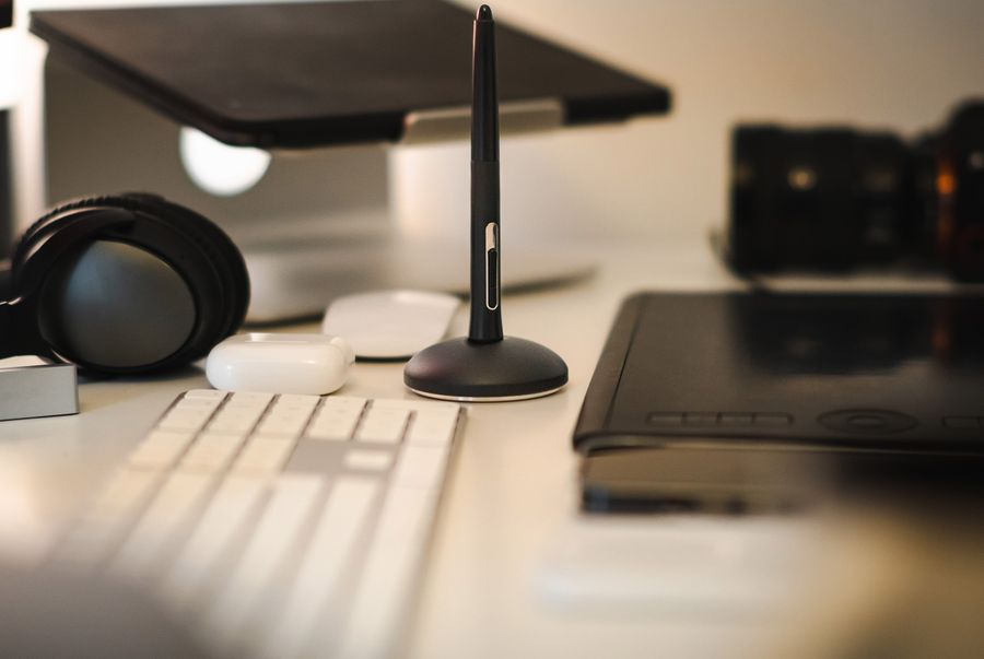 Pen and electronics accessory — stock photo for Add Text