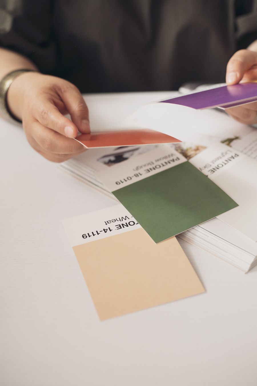 Man with color samples — Add Text dashboard mockup