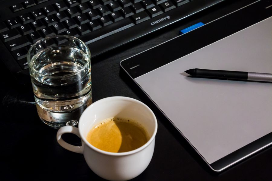 White ceramic cup beside drinking glass — Advertisements templates dashboard mockup