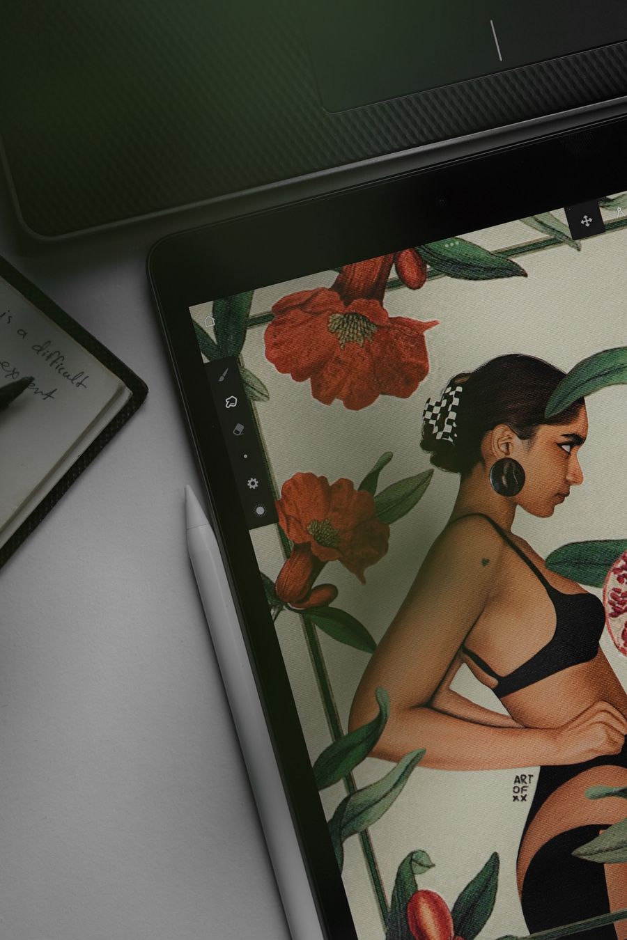 Beautiful digital drawing on a tablet — PhotoAI Company — AI photo & design editor phone mockup