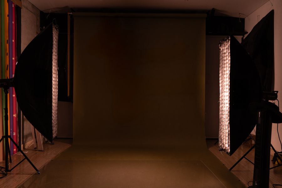 Professional photography studio setup with lighting — Documents templates phone mockup