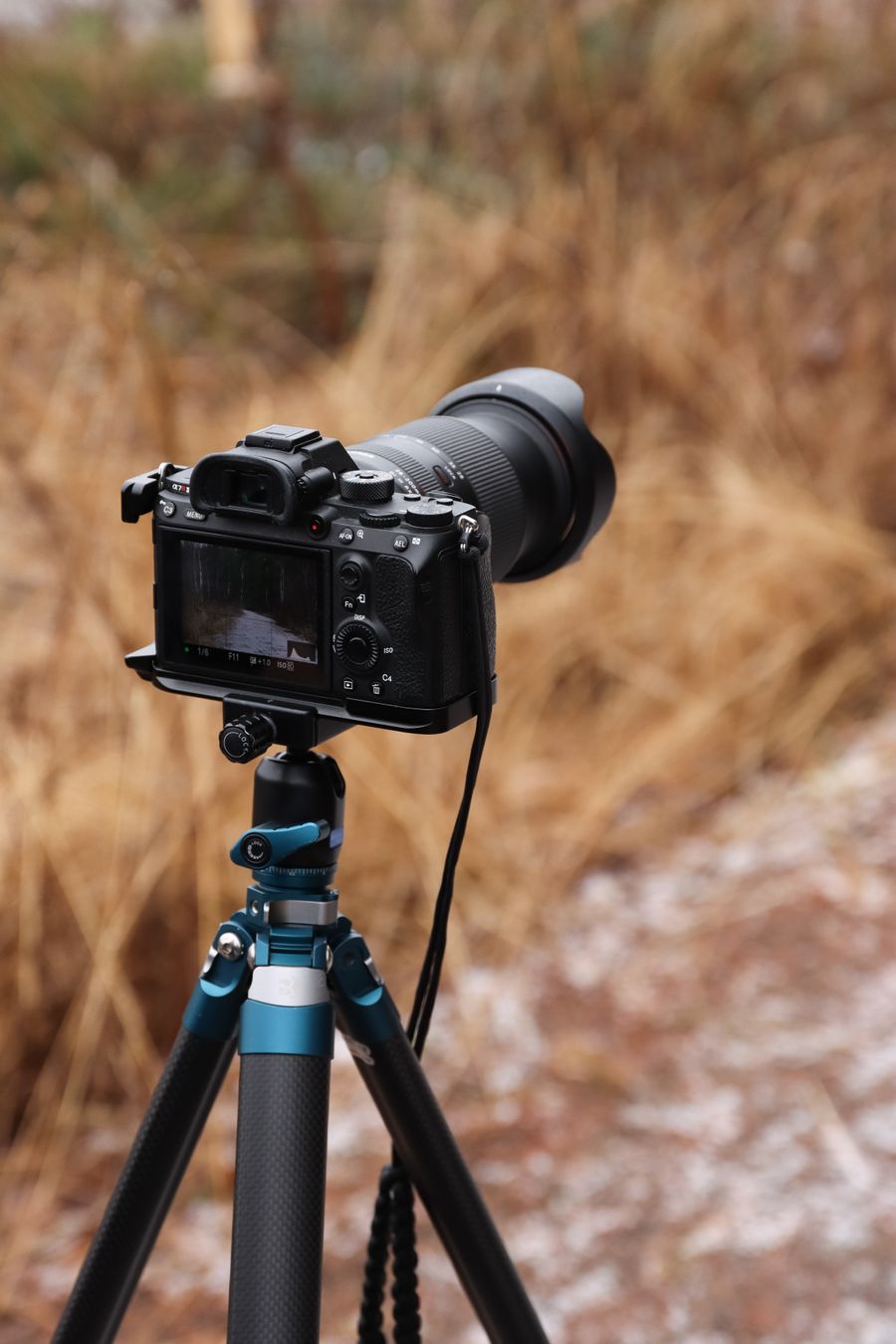 Digital camera on tripod in jonkoping outdoors — Get a Design dashboard mockup