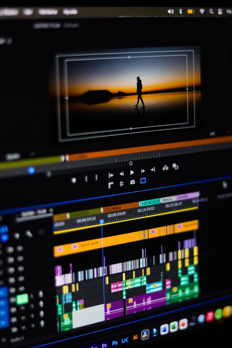 Professional video editing interface on computer screen — stock photo for Instagram Posts & Stories templates