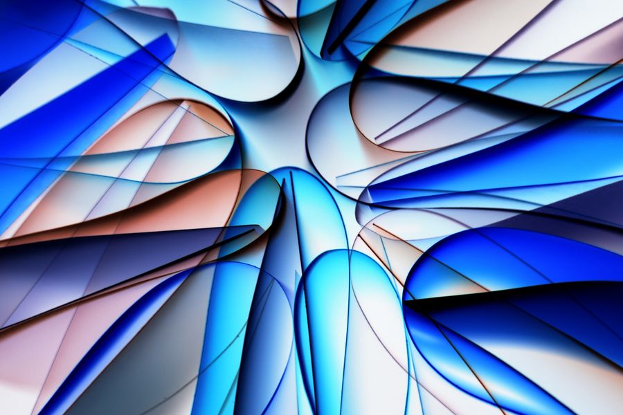 Abstract blue geometric art design display — Create a Brand Kit export-dialog mockup