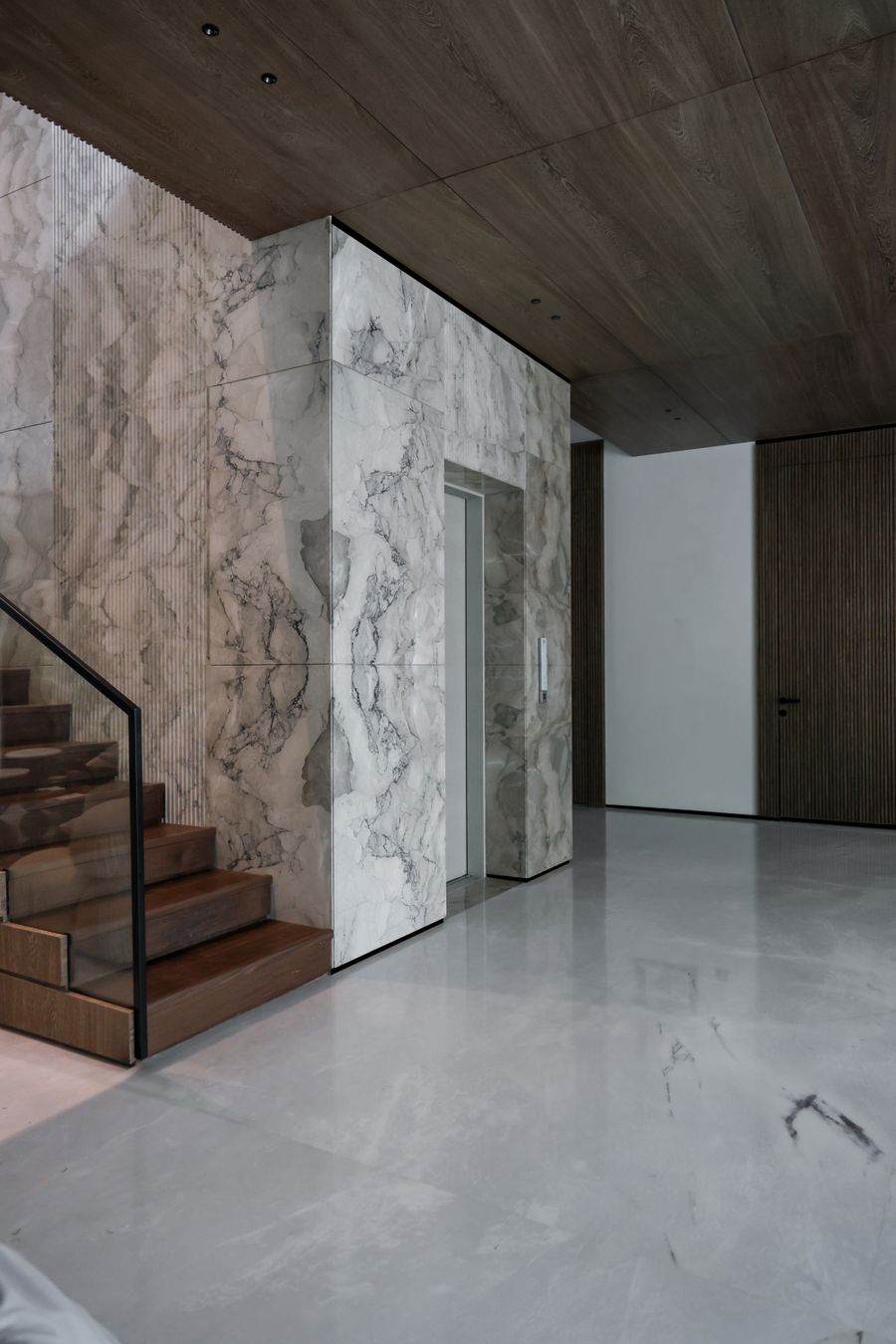 Elegant modern interior with marble facade — Create a Design technique