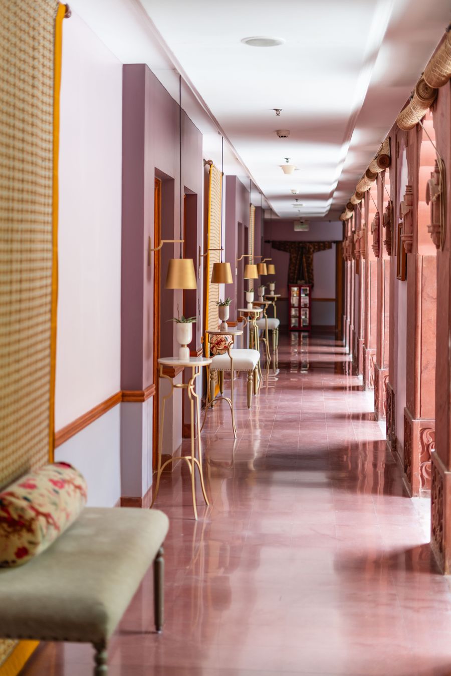 Elegant heritage hotel corridor in bikaner — Export a Design phone mockup