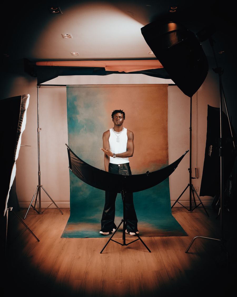 Artistic studio portrait with lighting setup — stock photo for Welcome back
