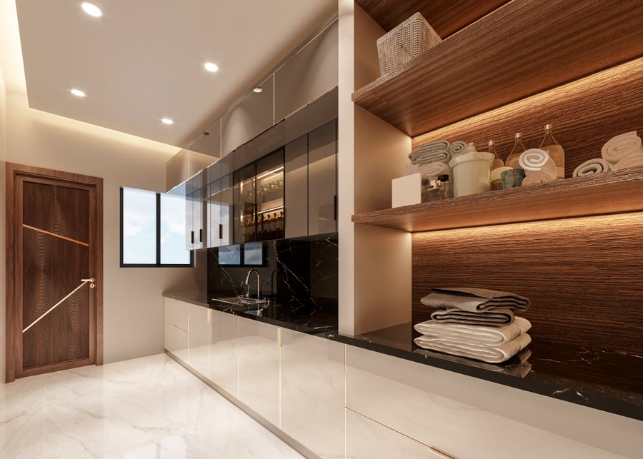 Modern elegant kitchen interior design with natural lighting — after Apply a Photo Filter