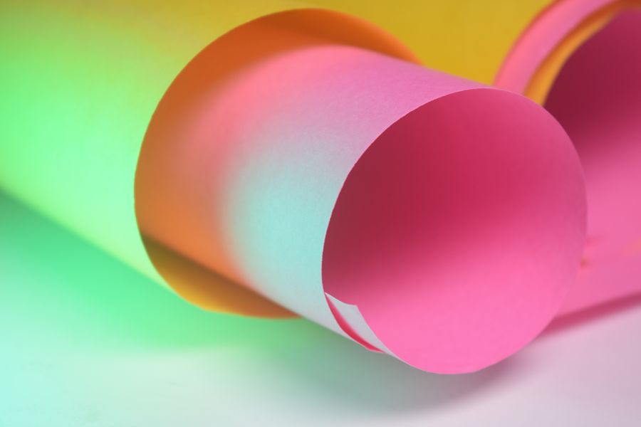 Colorful rolled papers close up — Group & Ungroup Elements layers-panel mockup