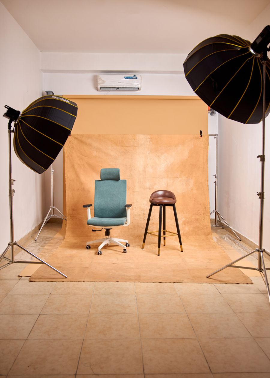 Professional photography studio setup with lighting — PhotoAI Company — AI photo & design editor phone mockup