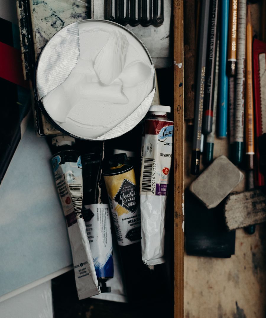 Close up photo of paint tubes — Every photoaicompany design tool motion card