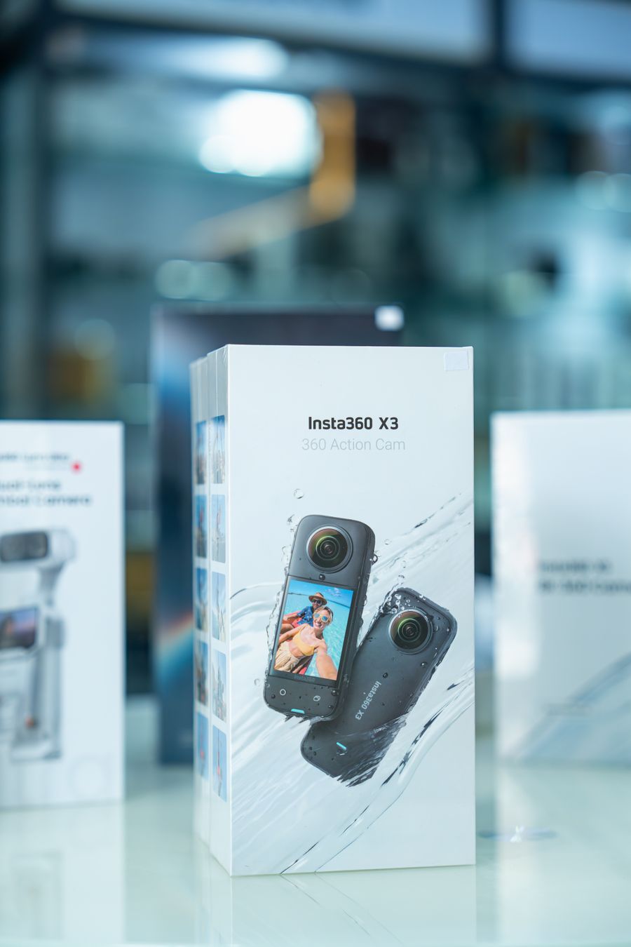 Insta360 x3 action camera box display — PhotoAI Company — AI photo & design editor resize-canvas mockup