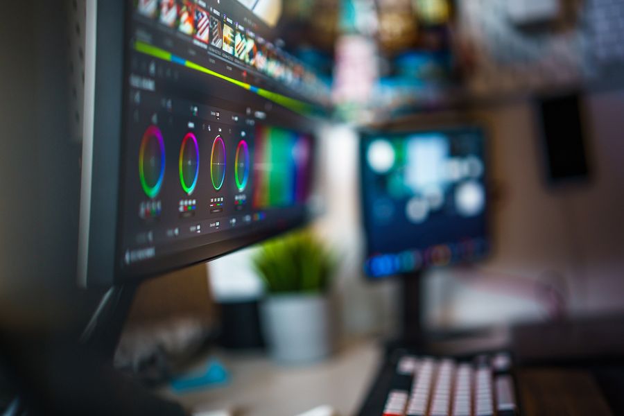 Professional video editing studio setup — Simple pricing, no watermarks, no gotchas phone mockup