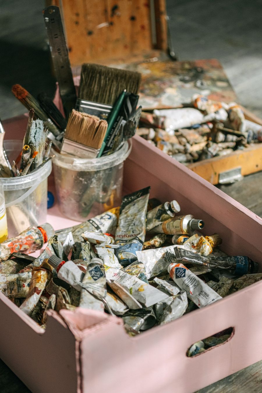 Photograph of empty paint tubes — Instagram Posts & Stories templates editor mockup