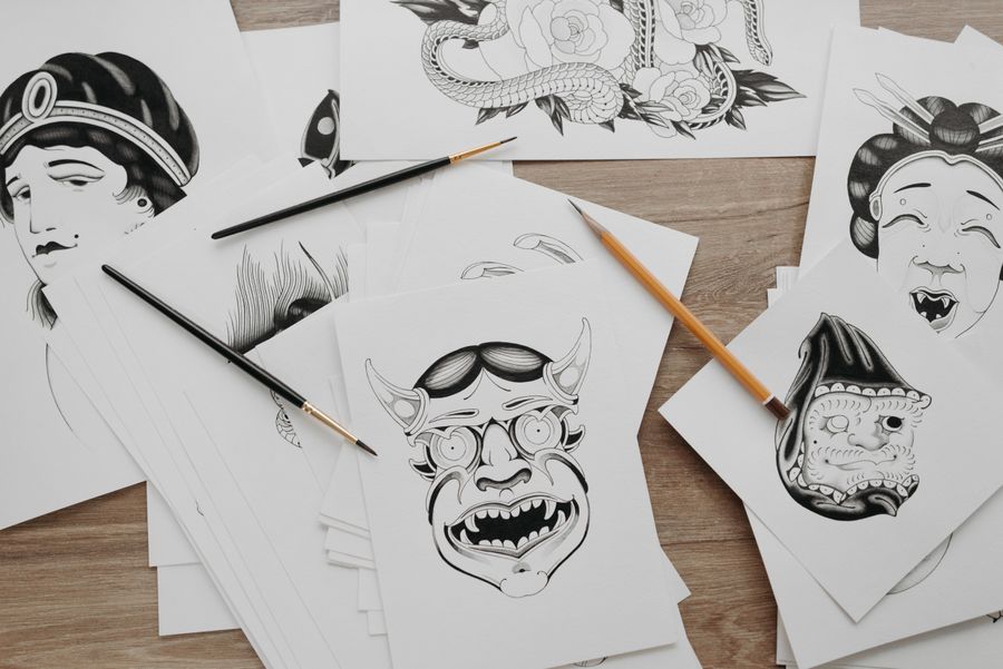 Drawings on paper — Brand Kits templates browser mockup