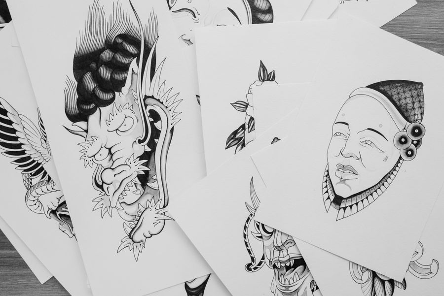Sketches on paper on table — stock photo for Remove Background