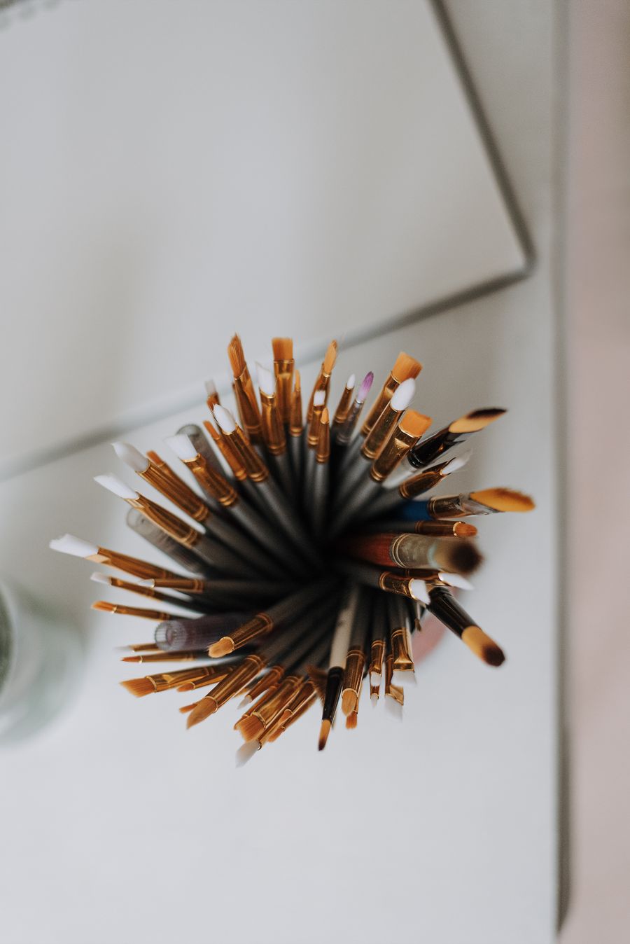 Set of paintbrushes on table — Add Text motion card