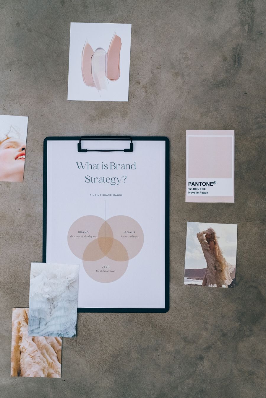 Notepad and memo cards on gray background — stock photo for Suggest a Color Palette