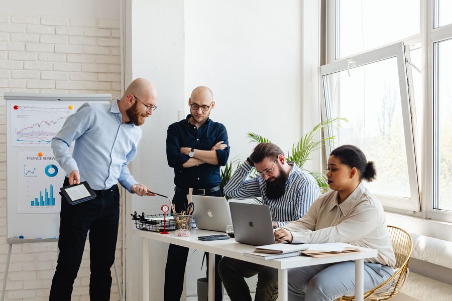 Group of people having a discussion — stock photo for Documents templates