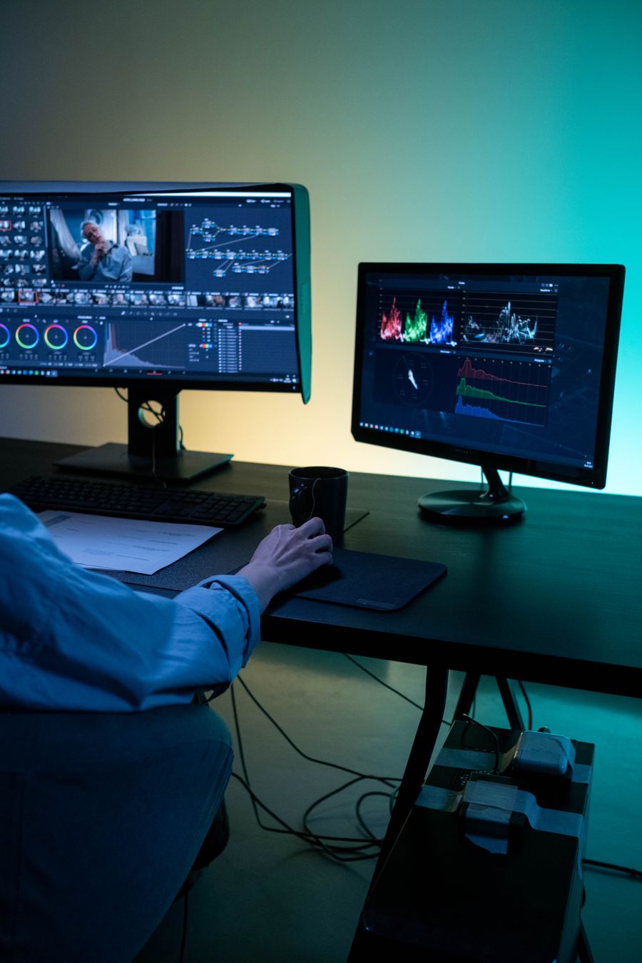 Editor working on a computer — Start designing free resize-canvas mockup